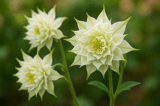 aquilegia double white with a bit of lime pointy petals