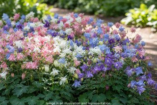 Aquilegia flabellata <br>JAPANESE FAN COLUMBINE 'CAMEO MIX'