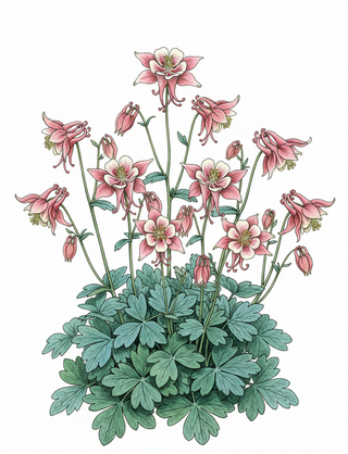 Aquilegia flabellata JAPANESE FAN COLUMBINE ROSEA LIGHT PINK