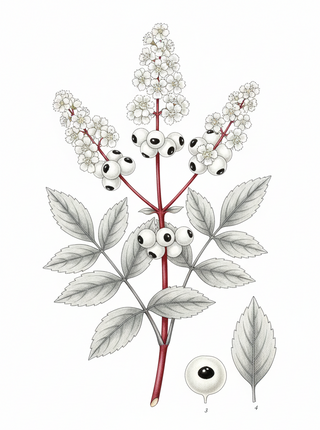 Actaea pachypoda <br>DOLL'S EYES 'SILVER LEAF'
