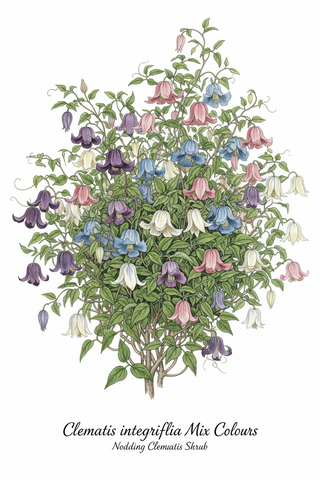Clematis integrifolia MIX COLOURS NODDING CLEMATIS, SHRUB/BUSH