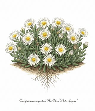 Delosperma congestum <br>ICE PLANT WHITE NUGGET