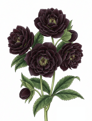 Helleborus orientalis DOUBLE BLACK CHRISTMAS ROSE