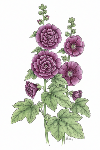Alcea rosea DOUBLE 'CHATERS PURPLE' HOLLYHOCK
