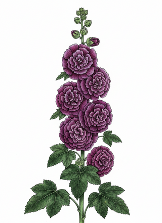 Alcea rosea DOUBLE CHATERS VIOLET HOLLYHOCK