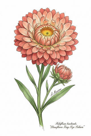 Helichrysum bracteatum <br>STRAWFLOWER KING SIZE SALMON