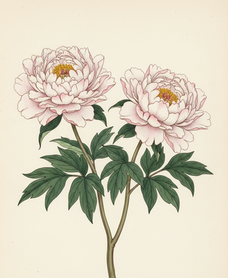 Paeonia suffruticosa <br>TREE PEONY WHITE WITH PINK