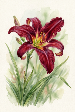 Hemerocalis <br>DAYLILY BURGUNDY STAR
