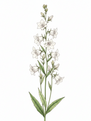 Campanula persicifolia <br>WHITE PEACH-LEAVED BELLFLOWER