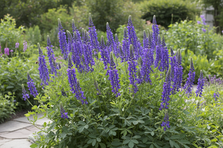 clump of Baptistia australis flowers growing in garden