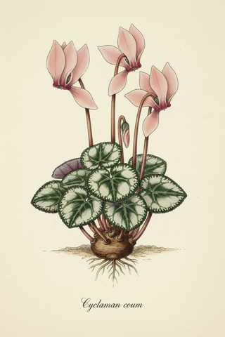 Cyclamen coum SILVER LEAFED PINK CYCLAMEN