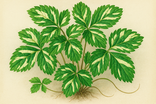 Duchesnea indica variegata VARIEGATED STRAWBERRY green leaves with white variegation