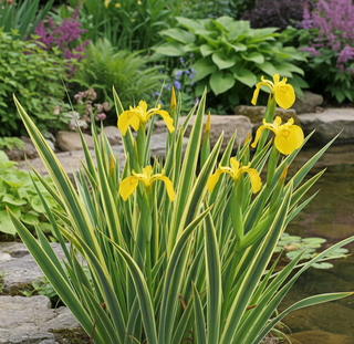Iris pseudacorus variegata <br>VARIEGATED IRIS