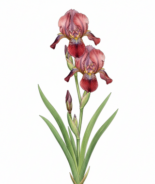 Iris versicolor <br>HARLEQUIN RED-PURPLE FLAG IRIS