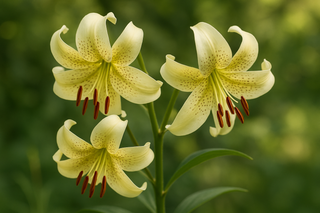 Lilium kesselringianum LILY with soft yellow flowers