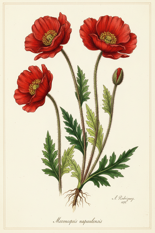 Meconopsis napaulensis <br>RED HIMALAYAN POPPY TIBETAN, SATIN POPPY