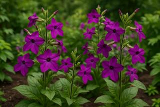purple nicotiana in garden