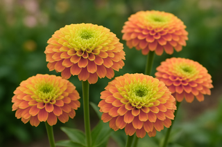 Zinnia elegans <br>QUEEN LIME ORANGE ZINNIA