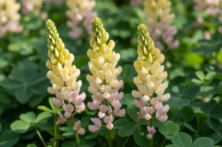 realistic image baptisia-with-soft-yellow-flowers-and-light-pink-at-the-base-of-the-flowers