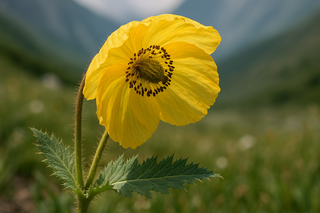 realistic image of Meconopsis paniculata YELLOW HIMALAYAN POPPY