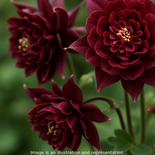 Aquilegia vulgaris <br>RUBY PORT COLUMBINE DOUBLE