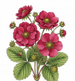 Fragaria ananassa <br>STRAWBERRY DOUBLE 'SUMMER BREEZE ROSE'