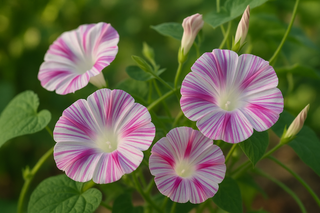 STRIPED-FLOWERS MORNING GLORY 'PEPPERMINT' white pink purple